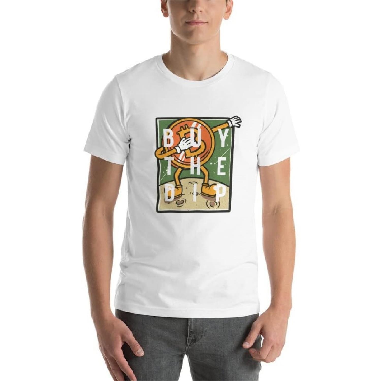 Buy The Dip T-Shirt _ Dabbing Bitcoin Tshirt _ 100% Cotton Short-Sleeve Shirt for Bitcoin Investors S