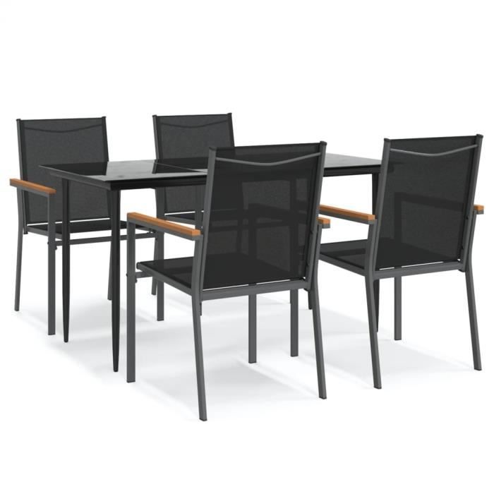 VidaXL Ensemble à manger de jardin 5 pcs noir textilène et acier 3187035