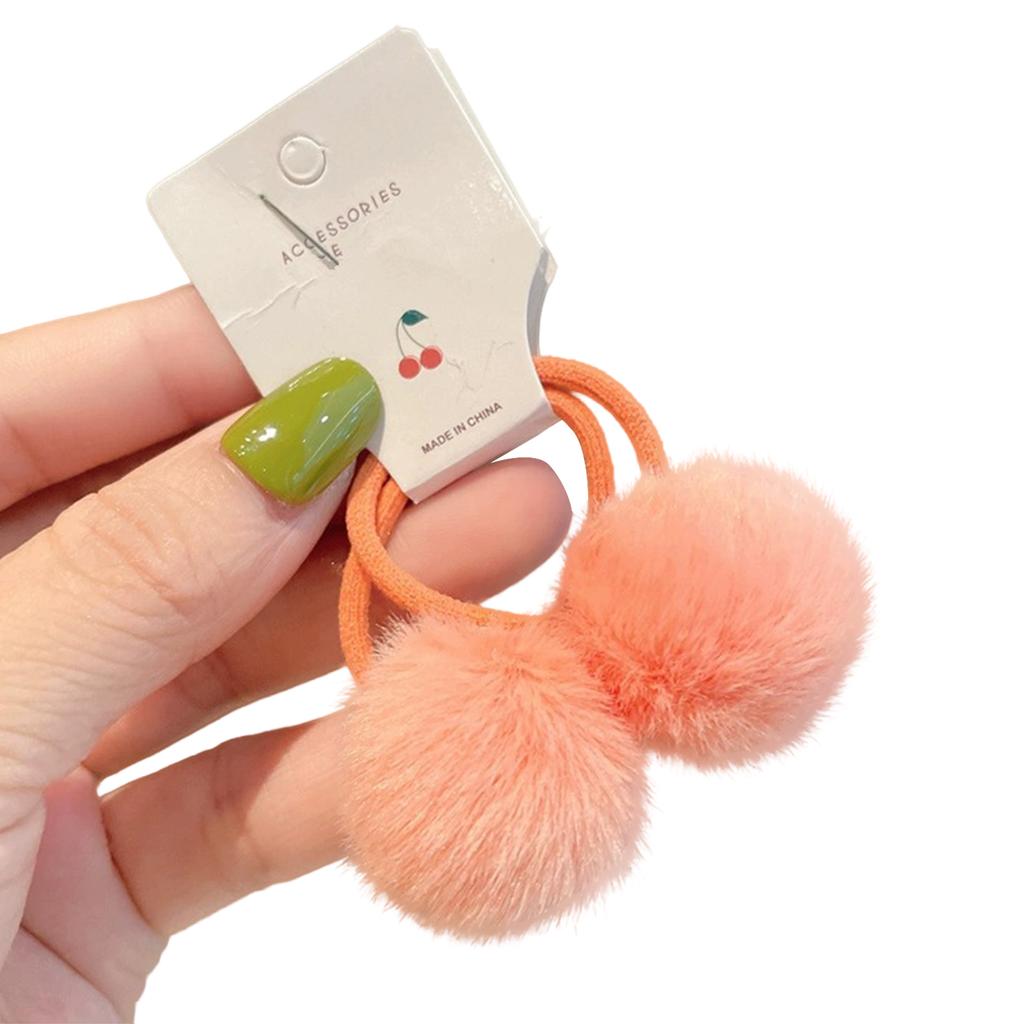1 Pair Plush Ball Hair Rope For Girls Cute Dopamine Rubber Band Children's Small Hair Circle Meatball Head Hair Accessories