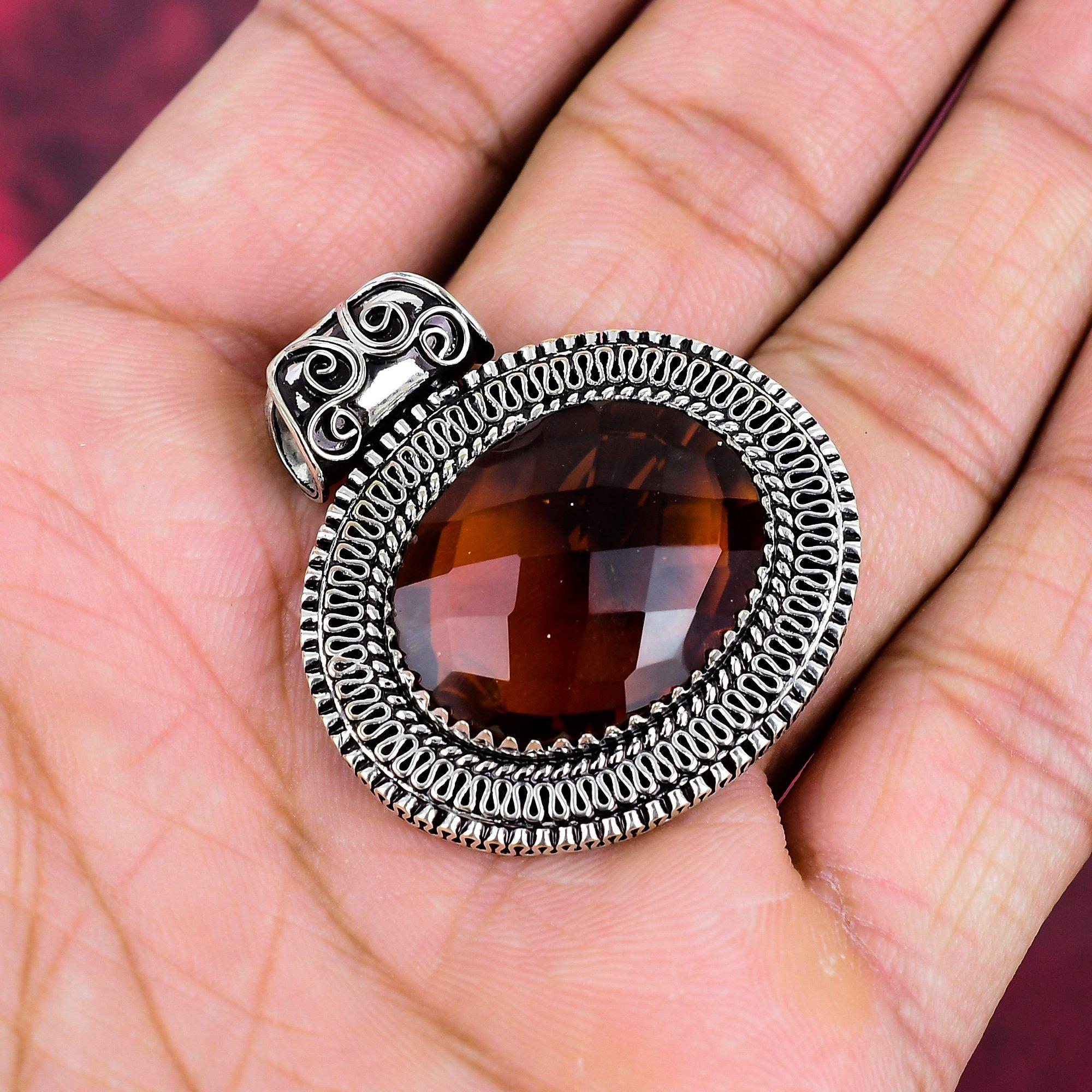 

Подвеска с цитрином, ювелирные изделия из стерлингового серебра 925 пробы с драгоценными камнями, подвеска ручной работы, на День Благодарения 1.57 Inches жёлтый