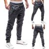 Plus Size Men Sporty Solid Color Waist Drawstring Pockets Ankle Tied Long Pants