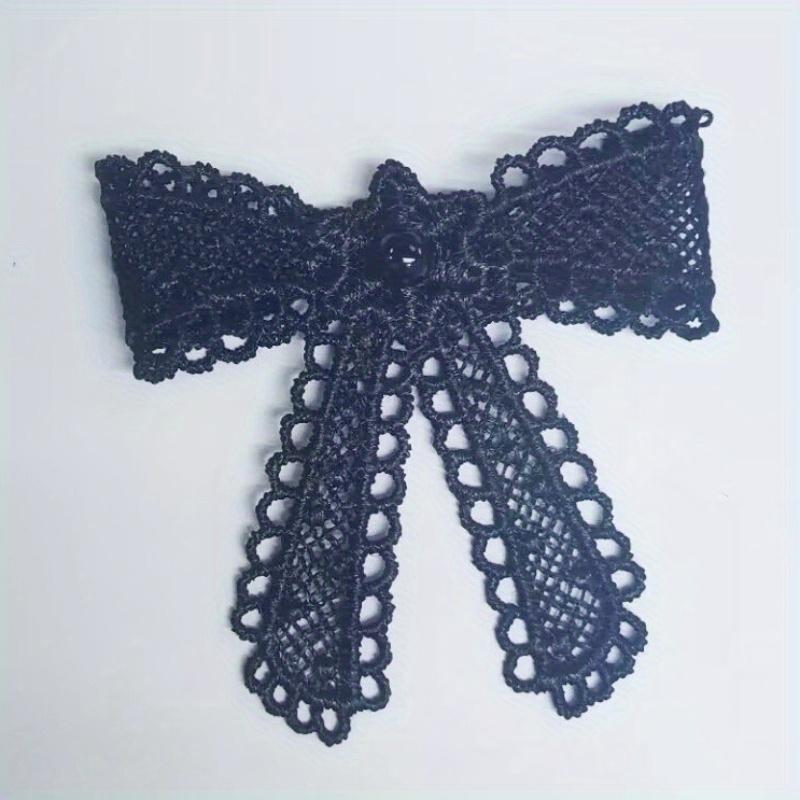 10Pc 3D Double-layer Handmade Bead Bow Embroidered Cloth Sticker Headband Decorative Cloth Sticker