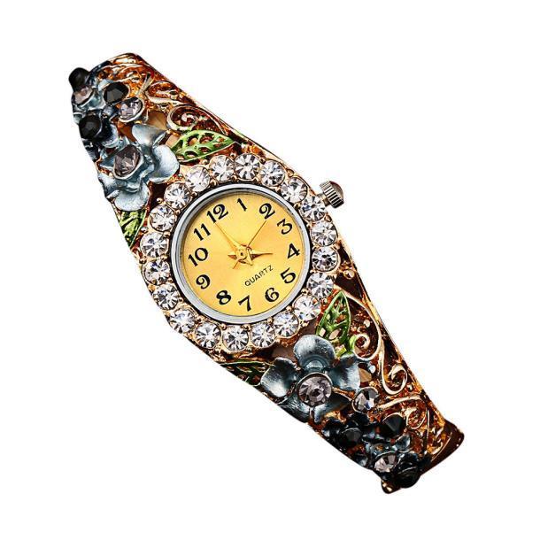 Women Quartz Luxury Crystal Flower Bracelet Watch