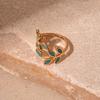 Gold Plated Zircon Cat's Eye Double Layer Retro Ring