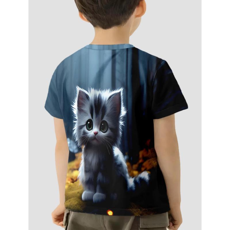 

Детская одежда для мальчиков Cat Lightning 2024 Детская одежда с коротким рукавом, футболки, детские футболки, топы, футболки, корейские мальчики, весна 160