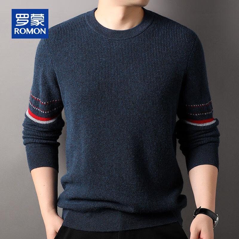 ROMON Men's Thick Pure Cashmere Round Neck Pullover Sweater