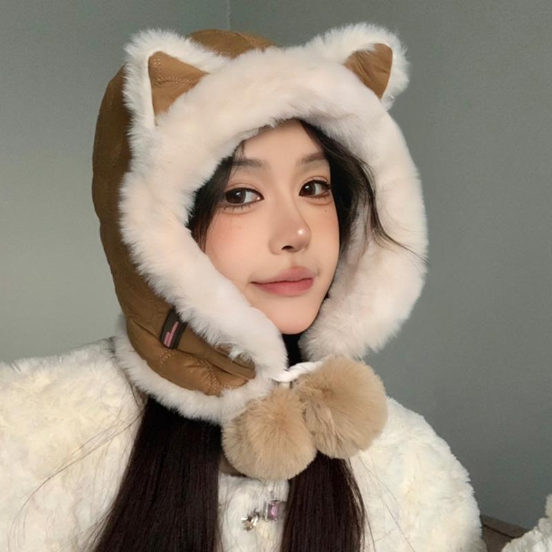 Cute Cat Ear Hat Warm Ear Flap Hat Ear Protective Cap Cold Weather Skiing Hat