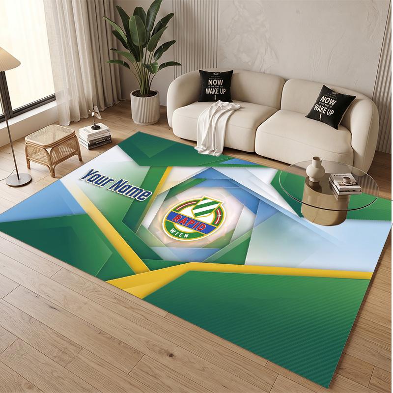 Personalized Crystal Velvet Carpet Rapid Wien FC Pattern Non Slip Floor Rug