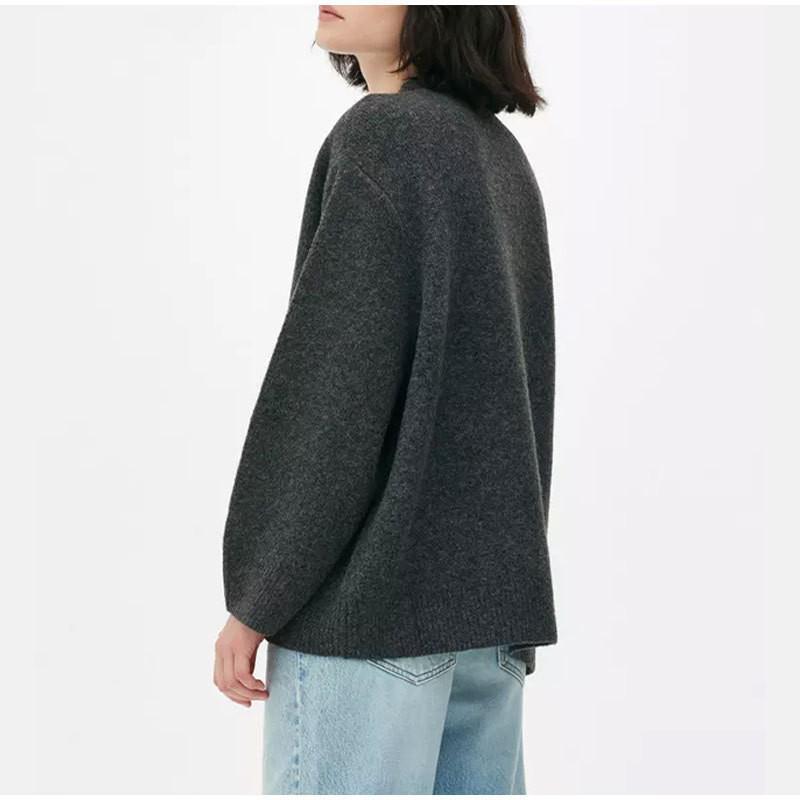 2024 Pink Sweet Round Neck Pullover Sweater - European & American Winter Style