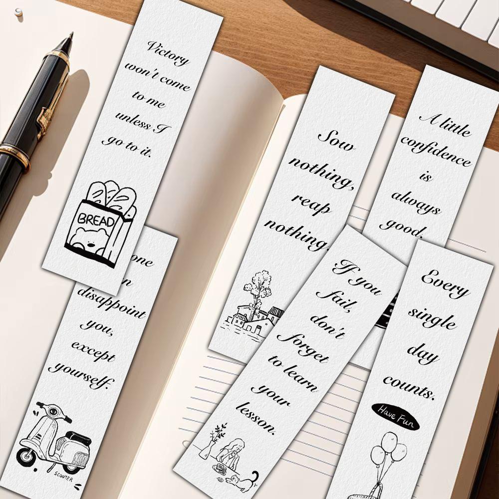 30PCS Black and White Inspirational English Bookmarks Streetwear Stationary Pretty Reading Books Card Creative Gifts Bookmarks