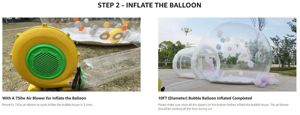 Inflatable Bubble House Clear PVC Dome Tent with Blower Quick Inflation 3-5 Min for Kids Party Backyard Garden Outdoor Play CE EN71 Certified