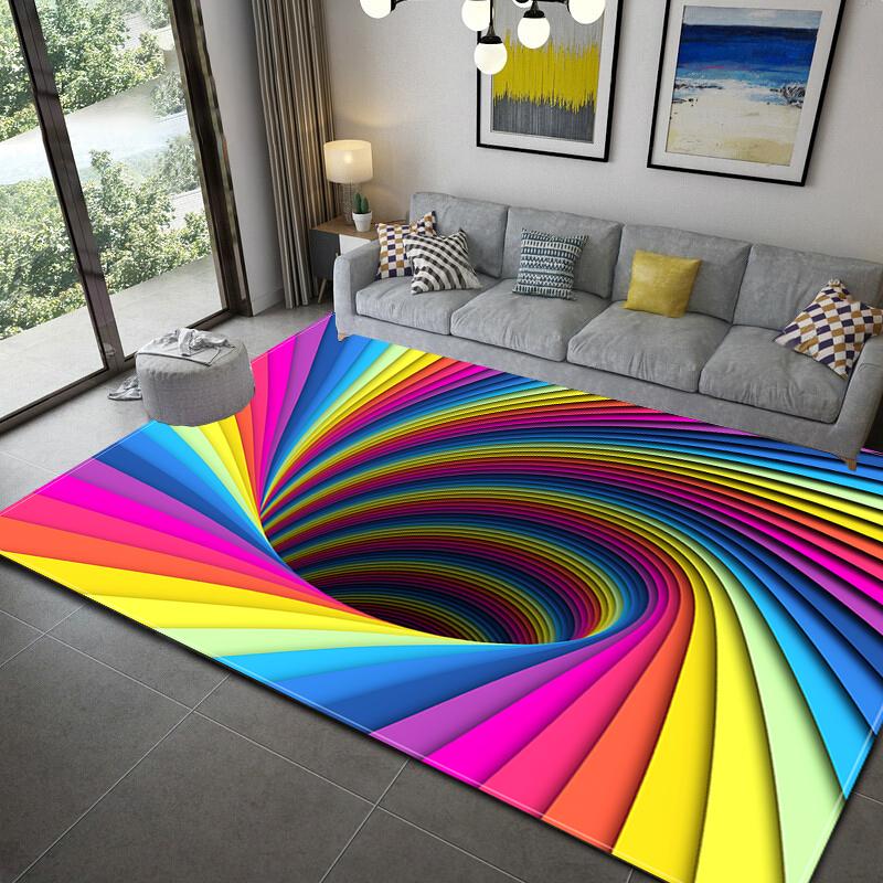 3D Colorful Geometry Block Carpets Large Area Rug for Living Room Bedroom Carpets Anti-Slip Floor Mat Kitchen Abstract Bath Mat