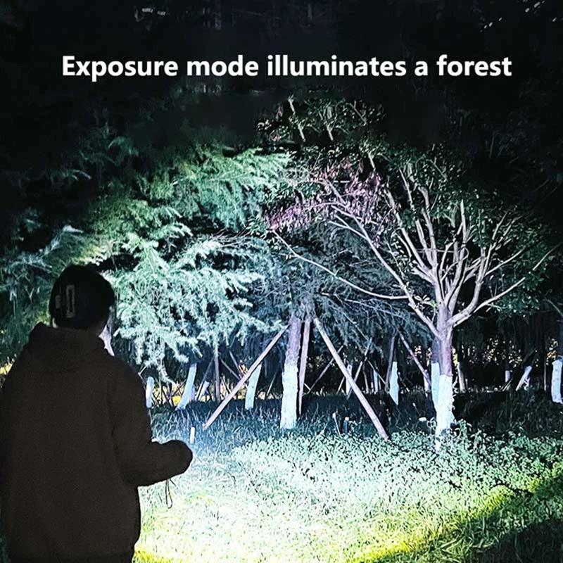 40W High Power USB Type-C Rechargeable LED Flashlight Camping Light With Side Lights and Lampshade Tail with Magnet Suitable for Exploring, Camping
