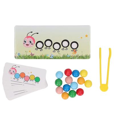 1 Set Caterpillar Clip Beads Toy, Wooden Worm Caterpillar Pattern Clip Beads Toy for Children Color Sorting Matching Game