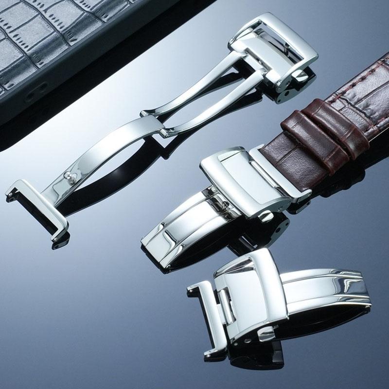 Dla zegarków Seiko Premier Series SNP093 SNP096 Klamra Paska Wysokiej Jakości Stal Nierdzewna Podwójnie Naciskana Klamra Metalowa Klamra Motylkowa