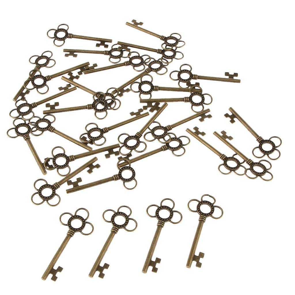 30 Pieces Ethnic Key Hollow Charm Pendant Jewelry DIY Makings Gold