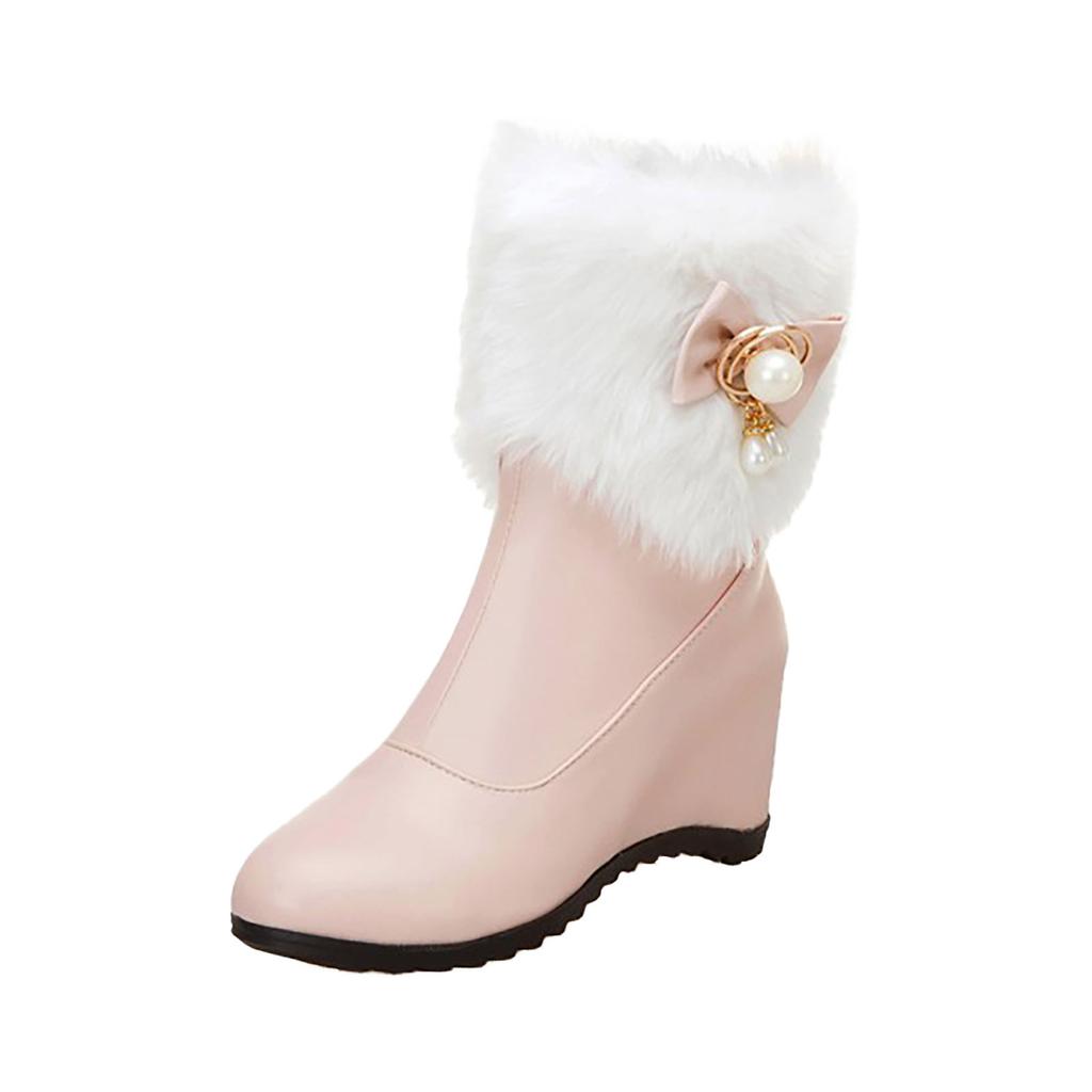 Fashion Leather Pointed Side Zipper Platform High Top Mid-Heel Round Toe Comfortable And Durable Rider Boots Botas De Nieve