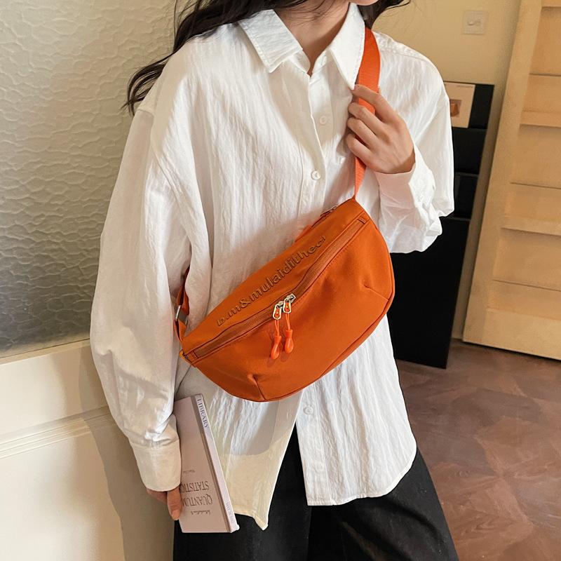 Crossbody Bag Women's Cycling Sports Breast Bag Women's Casual Versatile Canvas Dumpling Bag Satchel Waist Bag Men