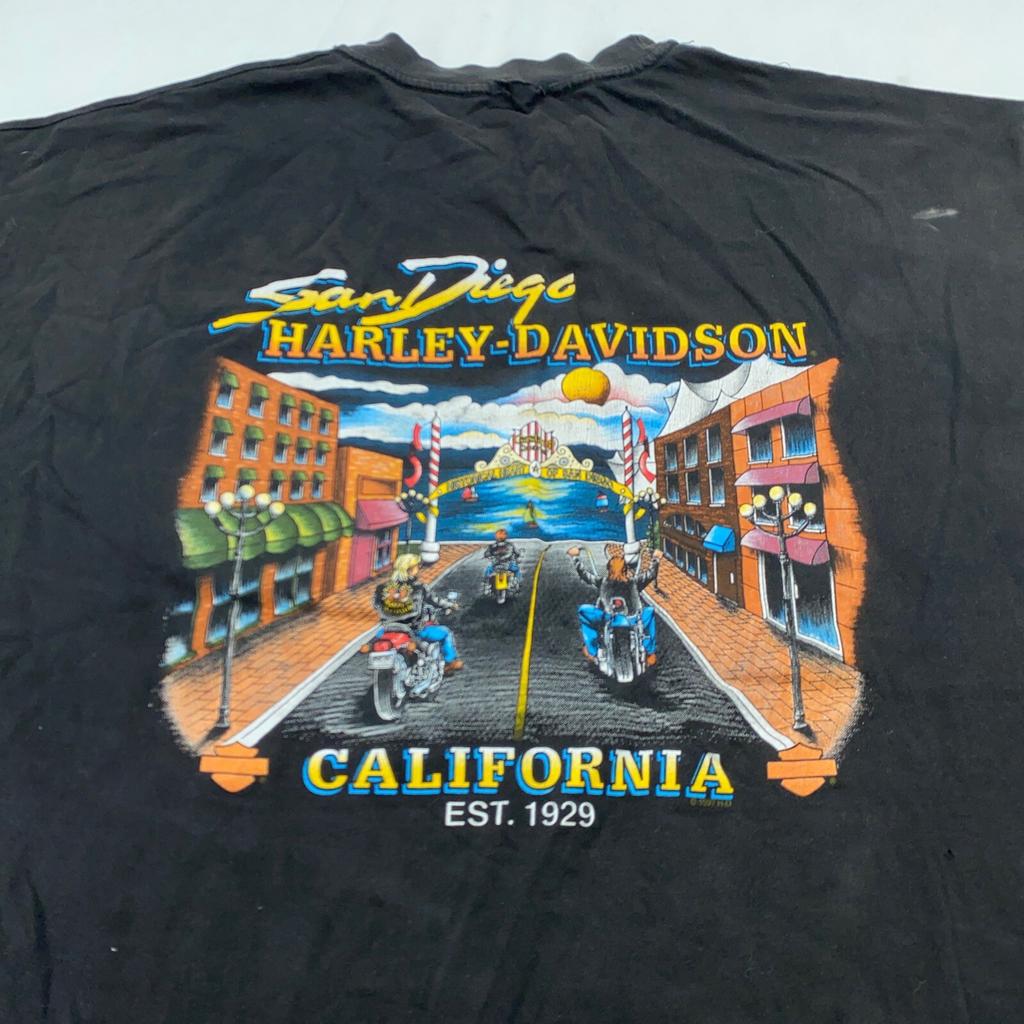 vtg 90s HARLEY DAVIDSON MOTORCYCLE SAN DIEGO CALIFORNIA POCKET T-Shirt XL biker Unisex T-Shirt
