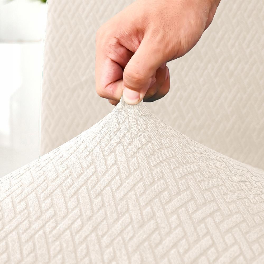 Ecru Jacquard Elastic Chair Cover [10-Z1-Ec]