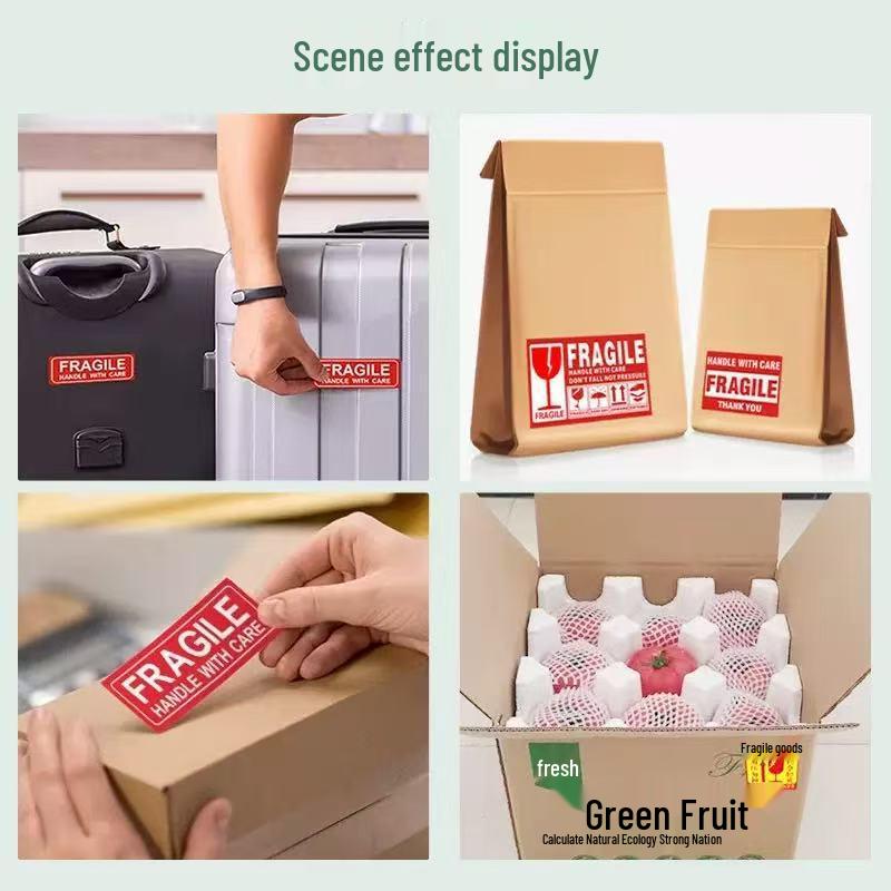 Caution: Fragile Handle with Care Stickers - English & Chinese, 90x50mm, Glass Transport Warning, Do Not Crush