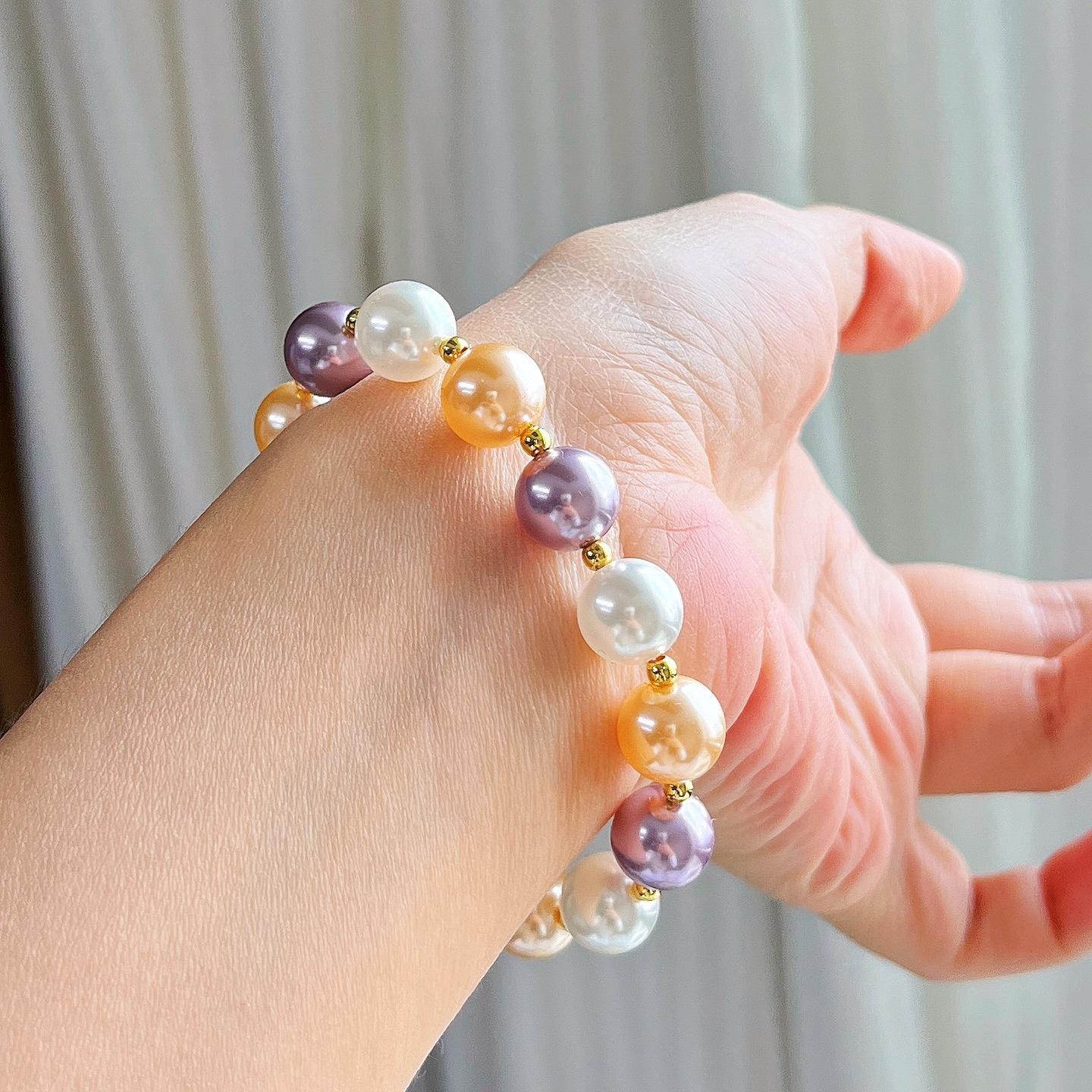 10Mm High Quality Mixed Color Shijia Pearl Bracelet Bracelet.