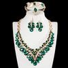 Exaggerated Jewelry Crystal Gem Necklace Earrings Four-Piece Women'S Dress Dinner Accessories