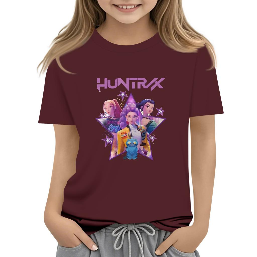 Boys Girls Round Neck Casual Printed Short-sleeved T-shirt Top