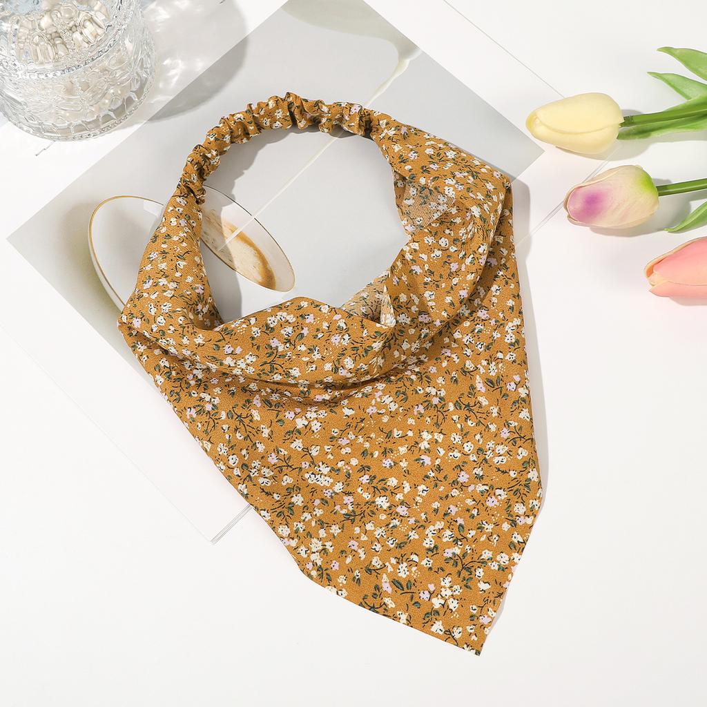 AWAYTR Crashed Flower Headband Rubber Hair Scarf Bands for Women Party Headwear Floral Print Bandana Turban Hairband Headpiece