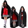 Halloween Cosplay Vampire Witch Black Red Cloak Adult Kids Death Costume Cape