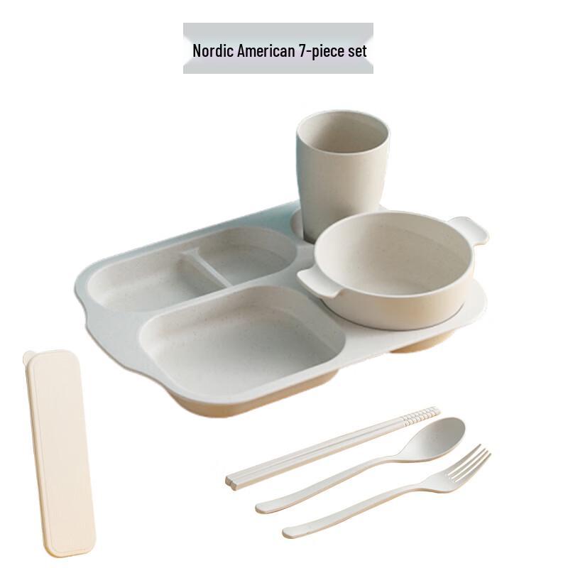 Kids Wheat Straw Divided Dinner Plate