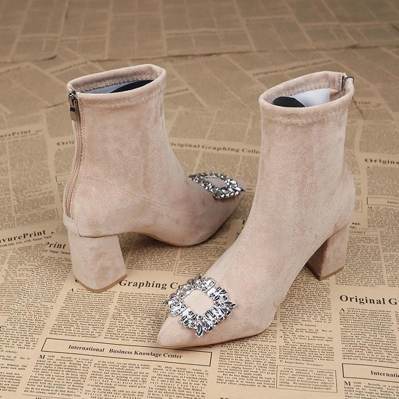 Ladies Shoes   Back Zipper Women'S Boots Fashion Crystal Modern Boots Women Sexy Pointed Toe Plus Size Ankle Boots