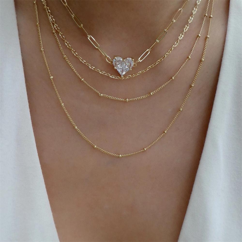 Classic Gold Multilayered Necklace for Women Vintage Silver Geometric Pendant Necklaces Butterfly Choker Jewelry