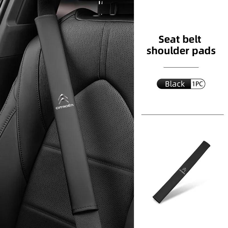 Car Extended Belt Cover Shoulder Pads Leather Seat Belt Cover For Citroen C5 C1 C2 C6 C4L DS3 DS4 DS5 C-Elysee Grand Berlingo and123