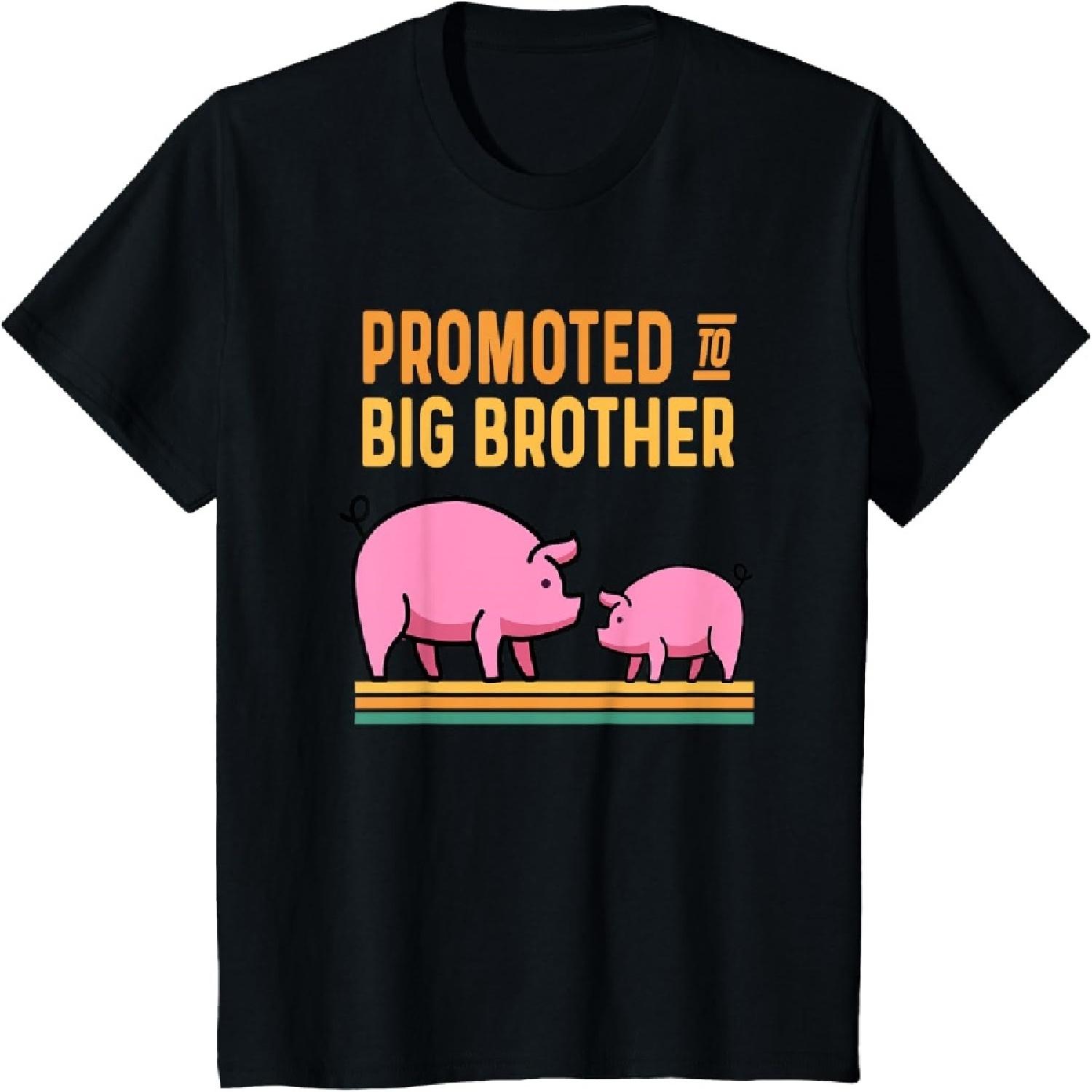 Kids Promoted to Big Brother Baby Announcement - Pig Piglet Piggy T-Shirt S