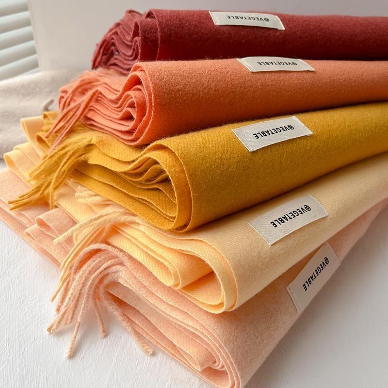 New imitation cashmere scarf women's autumn and winter versatile solid color khaki warm scarf shawl men