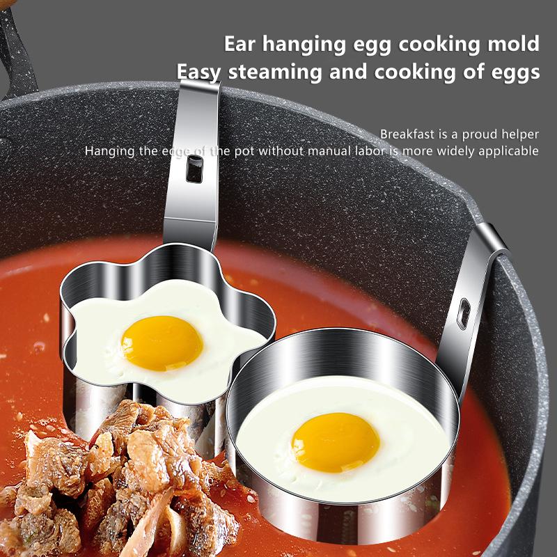 304 Stainless Steel Poached Egg Mold Creative Household Kitchen Gadgets Portable Breakfast Fried Egg Steamed Egg Shaping Device