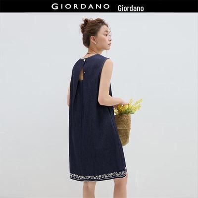 Women's Embroidered Denim Vest Dress