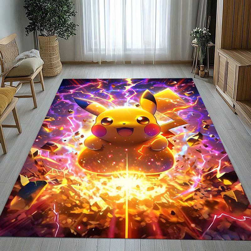 6 Style Pikachu Pokemon Living Room Non-Slip Area Rug Soft Carpet for Bedroom Kids Playroom Sofa,Home Decor Doormat Gift