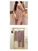 2025 Korean Women's Pajamas with Bra Pads: Knitted Long Sleeve & Pants, Plus Size, for Spring, Autumn, Winter