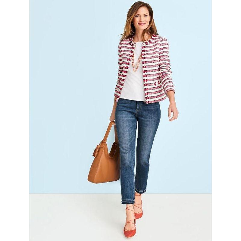 

Cotton Elastic Tweed European and American plus Size Women s Clothes Red Stripe Jacket Red Stripes 18(Weight 80.00 kg-89.50 kg wear)