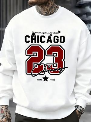 Trendy Hip Hop Streetwear Chicago Číslo 23 Potlače Dresov Pánska Mikina s Okrúhlym Výstrihom Jesenné Oblečenie Ležérny Pulóver