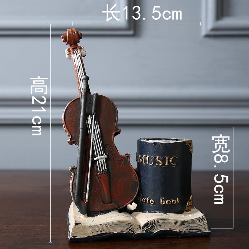 European-Style Table Clock with Violin-Shaped Ornament,Decorative Art Piece for Living Room,Office Desk,and Wine Cabinet