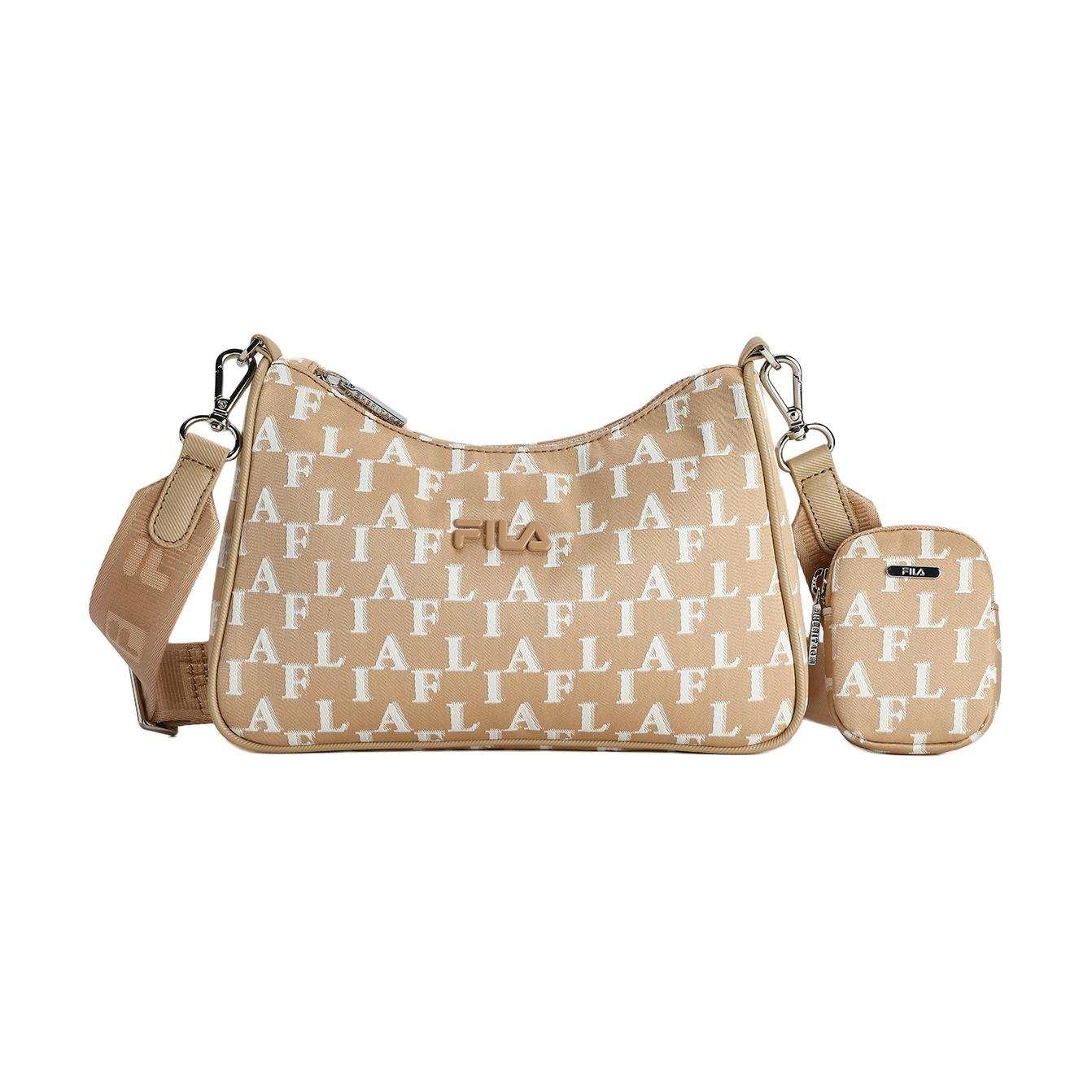 FILA Fashion Casual Monogram Fabric Crossbody Shoulder Bag Women bags Wheat Apricot F13W411165F-LK Wheat Bran Apricot,One Size