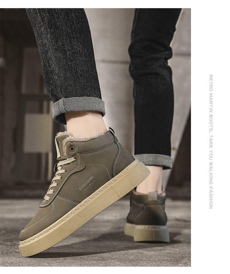 Pánské zateplené retro zimní tenisky s vysokým svrškem a sametovou podšívkou