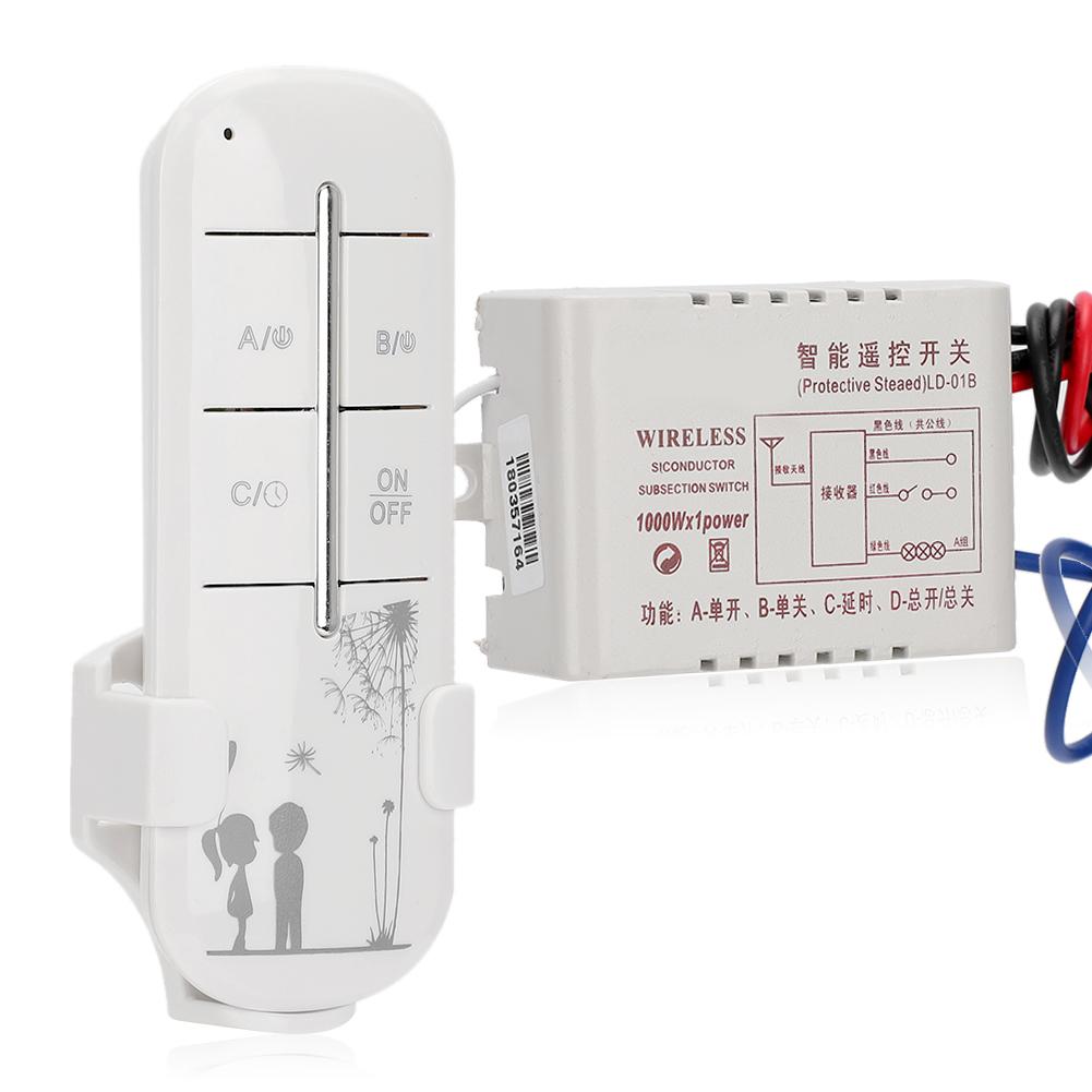 220V 1 CH Lamp Wireless Wall Remote Smart Switch Receiver Remote Control Transmitter
