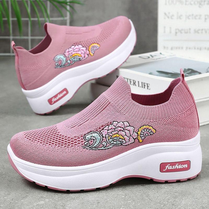 Spring Women's Lightweight Platform Sneakers: Height-Boosting Trendy Sock Shoes for Casual Wear