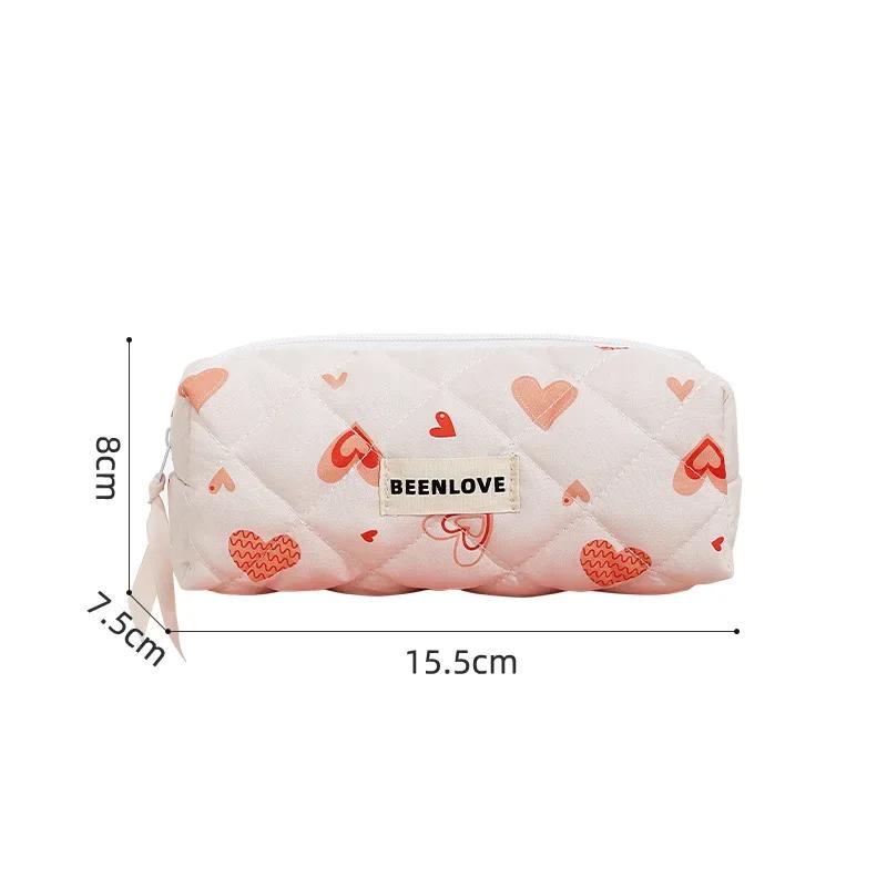 Storage Organizer Cherry Printing Makeup Bag Quilted Cosmetic Pouch Large Travel Cosmetic Bag Cute Cotton Makeup Pouch