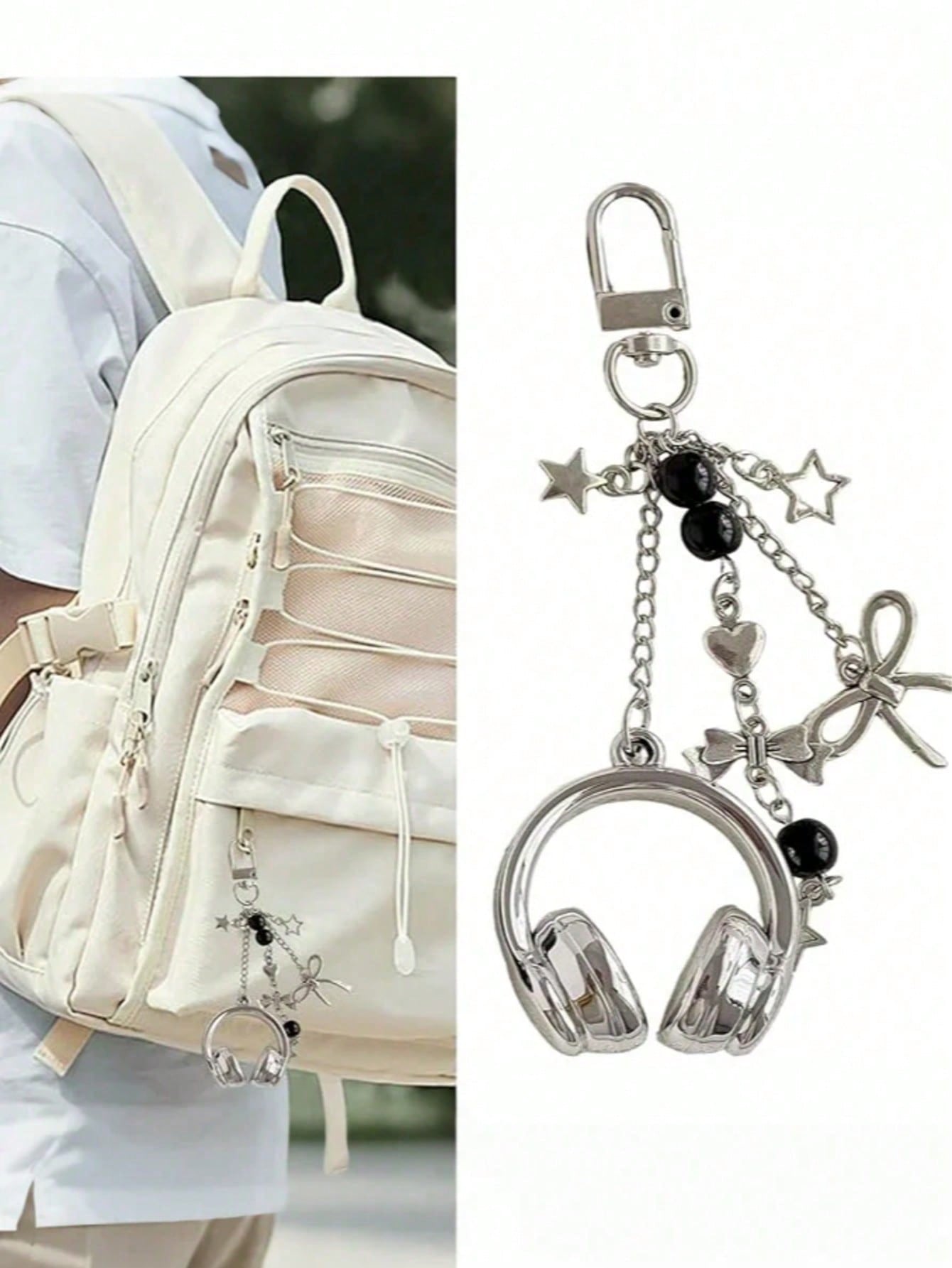 

Bow Bag Charm / Keychain - Cute Decor for Wallets, Backpacks & Earphone Cases, Sweet Gift for Her, Teens & Best Friends серебряный