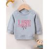 European Sizes Cute Print Pattern 0-3 Years Old  Kid Comfortable Spring Thin Round Neck Sweatshirt Heart-Shaped LOVE Design